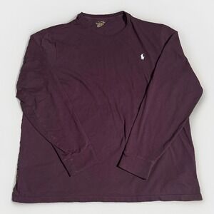Polo Ralph Lauren T-Shirt Men's XL Burgundy Long Sleeve Custom Slim Fit Casual